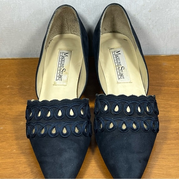 Madeline Stuart Blue Suede Heels with Decorative Cutouts - Picture 3 of 10